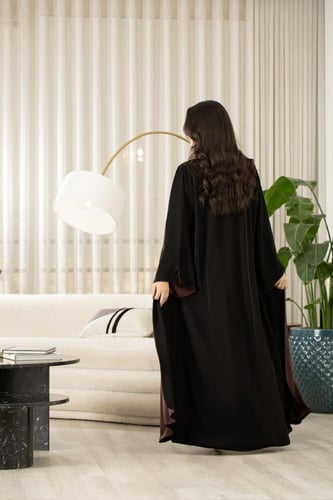 عباية دبل فيس اسود وعنابي