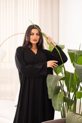 عباية اسود شيفون بتطريز اسود