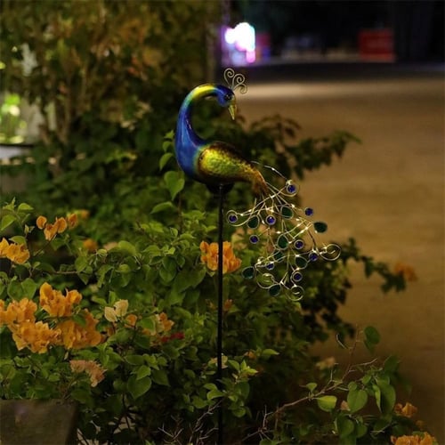 طائر الطاووس المضيء بالطاقة الشمسية زينة مضيئة للح...