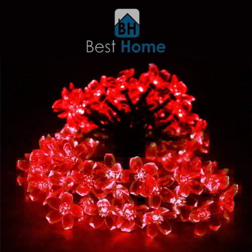 سلسلة زهور زينة مضيئة تعمل بالطاقة الشمسية - لون أ...