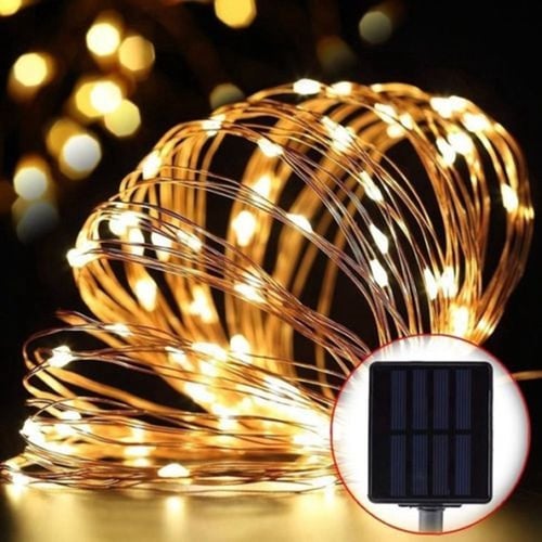 سلاسل زينه لون اصفر بالطاقة الشمسية 200 LED