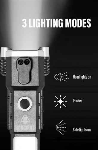 مصباح LED يدوي متنقل USB قابلة للشحن مع مطرقة لكسر...