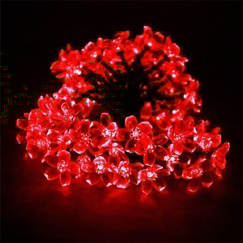 سلسلة زهور زينة مضيئة تعمل بالطاقة الشمسية - لون ا...