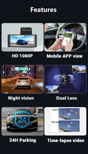 داش كام بكاميرتين اماميه وخلفيه تعمل wifi موديل k1...