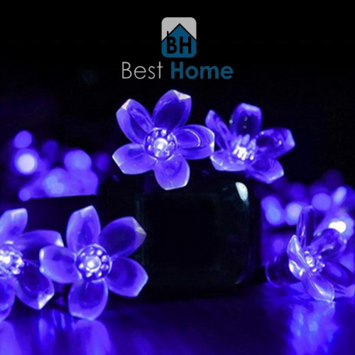 سلسلة زهور زينة مضيئة تعمل بالطاقة الشمسية - لون ا...