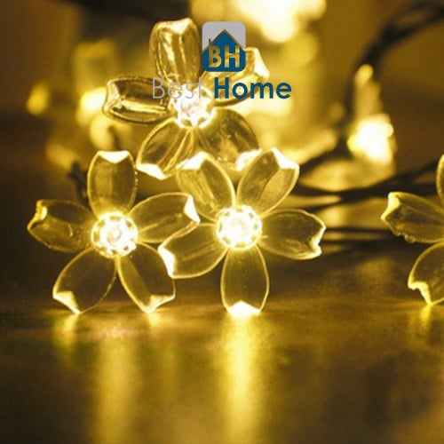 سلسلة زهور زينة مضيئة تعمل بالطاقة الشمسية - لون أ...