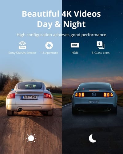 داش كام أمامية و خلفية 4K تصوير عالي الجودة مزودة...