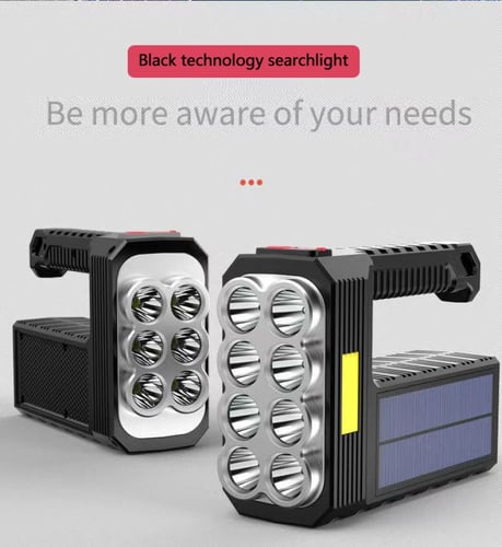 مصباح يدوي متنقل قابل للشحن بالطاقة الشمسية امامي...