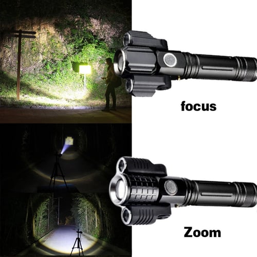 مصباح تكتيكي يدوي متنقل ومتحرك ب3 رؤوس USB قابلة ل...