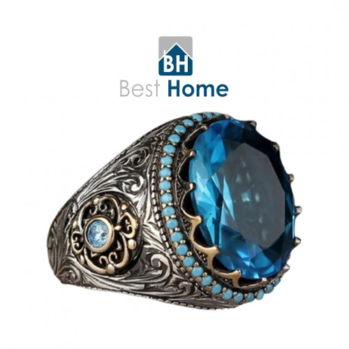 خاتم كريستال سماوي مطرز مع فصوص اجانبيه