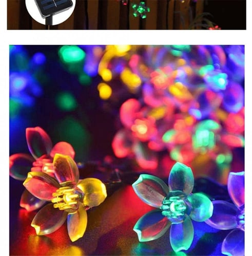 سلسلة زهور زينة مضيئة تعمل بالطاقة الشمسية - لون ب...