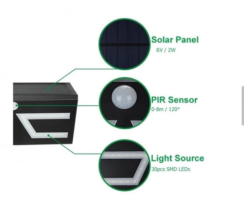 اضاءة جداريه بالطاقة الشمسية اسود