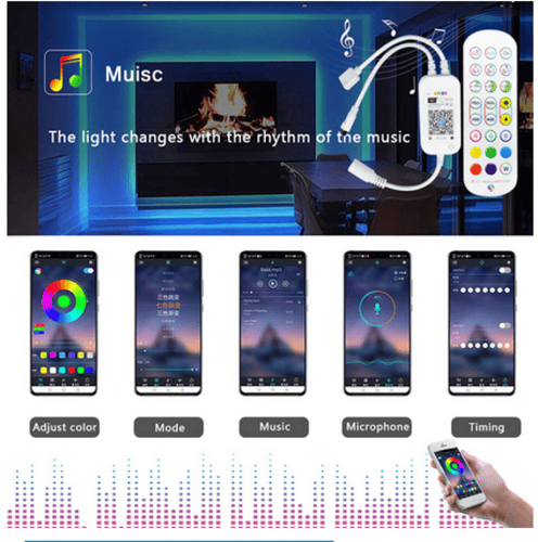 شريط مضيئ تفاعلي 16 مليون لون بخيارات تحكم باللون...