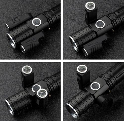 مصباح تكتيكي يدوي متنقل ومتحرك ب3 رؤوس USB قابلة ل...