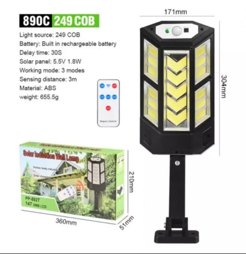 كشاف شارع يعمل بالطاقة الشمسية مستشعر للحركة تحكم...