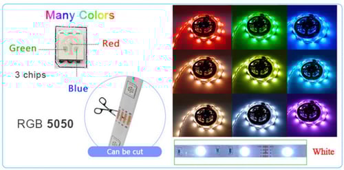 شريط مضيئ تفاعلي 16 مليون لون بخيارات تحكم باللون...