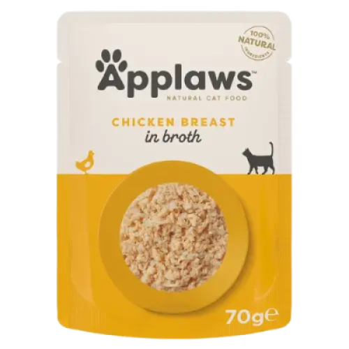 ابلاوز اظرف صدور الدجاج في المرق للقطط Applaws 70g