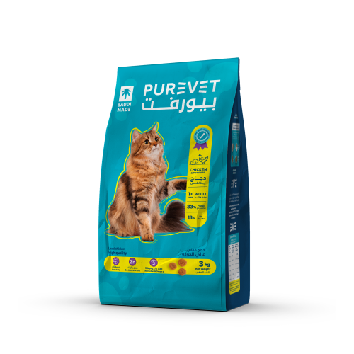 بيورفت طعام جاف للقطط البالغة بالدجاج باحجام متعدد...