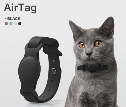 طوق جلد لقطعة الـ Airtag للقطط والكلاب