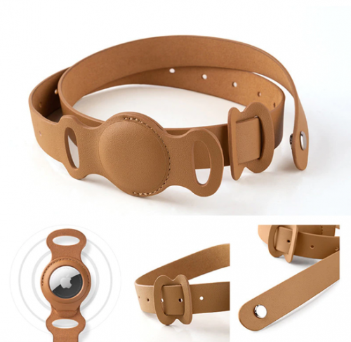 طوق جلد لقطعة الـ Airtag للقطط والكلاب
