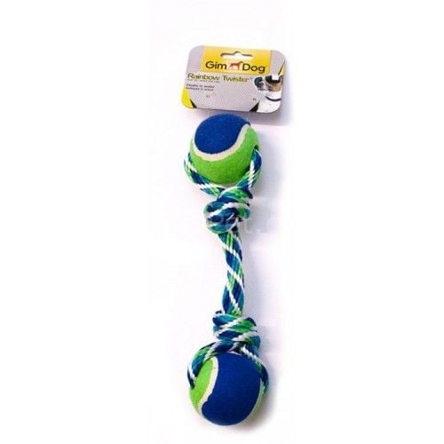 جيم دوق لعبة كرتين تنس مع حبل للكلاب GimDog 30cm