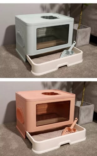 صندوق رمل مغلق مع حكاكة ودرج للتنظيف ومجرفة