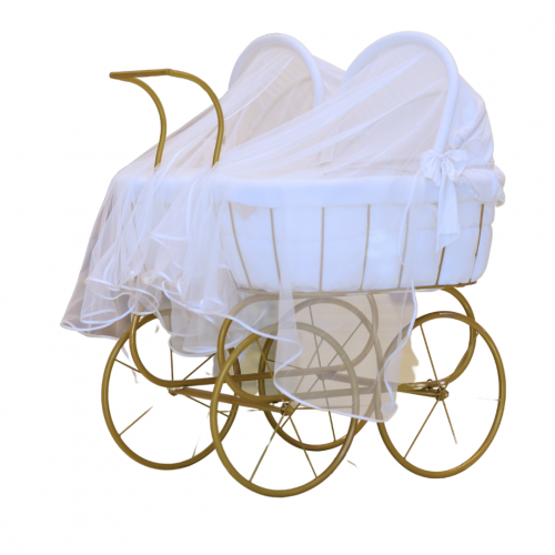 سرير بعجلات وناموسية ومخاد توام