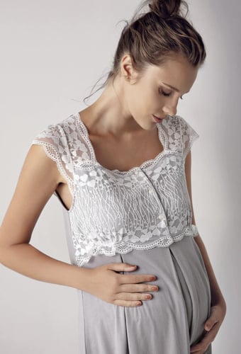 طقم بيجامة تركية نسائية للحمل بأكمام قصيرة من الفس...