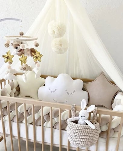 طقم 6 قطع ظفيرة حاجز داخلي لسرير الأطفال بنمط مضفر...