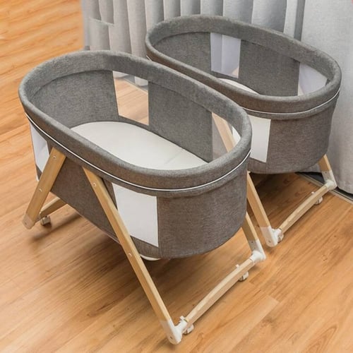 سرير اطفال قابل للطي بجوانب شفافة مع ناموسية