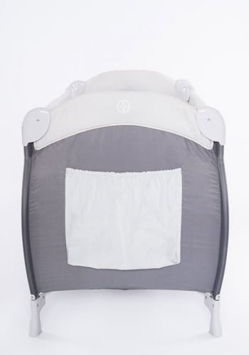 سرير أطفال و محبس لللعب-رمادي فاتح