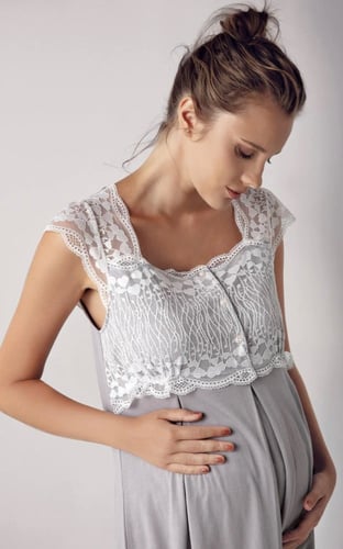 طقم بيجامة تركية نسائية للحمل بأكمام قصيرة من الفس...