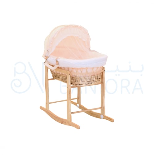 حامل سلة موسى بهزاز وتامين لون خشبي