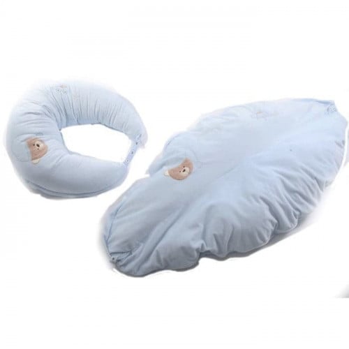 مخدة رضاعة (2 في1) للرضاعة + بطانية -لون أزرق