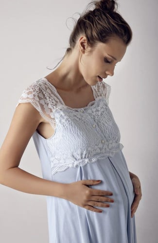 طقم بيجامة تركية نسائية للحمل بأكمام قصيرة من الفس...