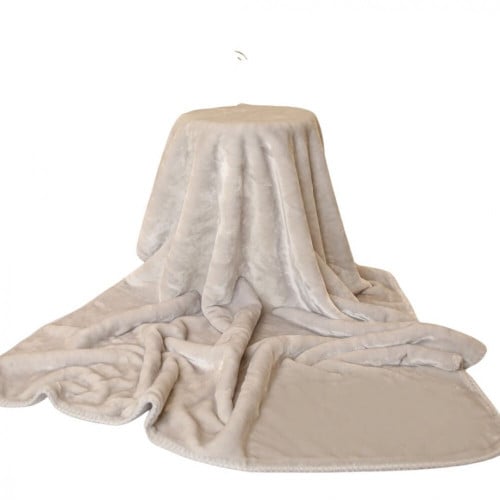 بطانيه مواليد ساده طبقتين حجم كبير لون رمادي