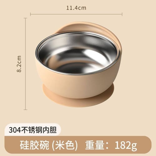 وعاء بقاعدة لصق مع ملعقتين