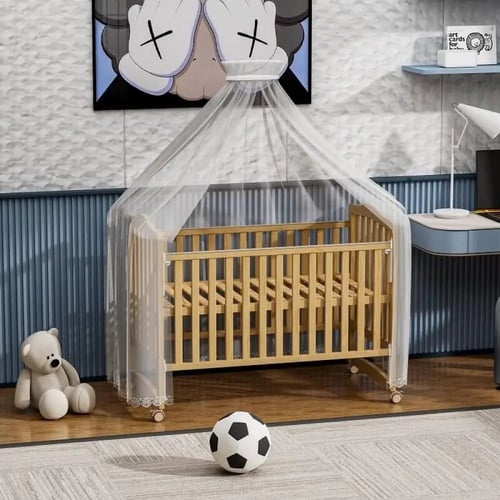 سرير الأمواج خشب صنوبري شامل الناموسية