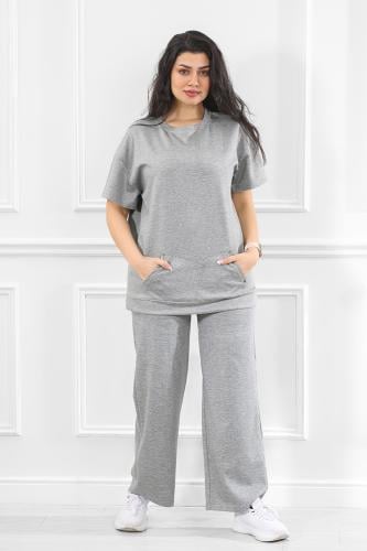 ترنج نسائي كاجوال طبي سادة أكمام متوسطة الطول و تي...