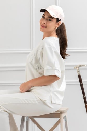 ترنج نسائي كاجوال طبي صيفي بنطال مع تيشرت بياقة دا...