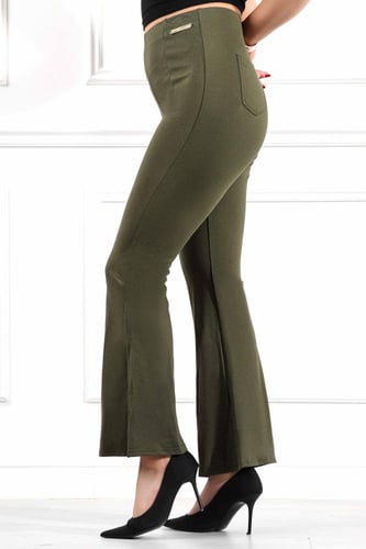 بنطال نسائي كاجوال عالي الخصر دون أزرار بقصة فلير