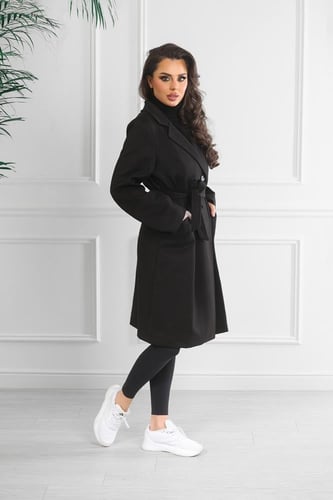 جاكيت شتوي رسمي طويل مزدوج الصدر بياقة مطوية وجيوب...