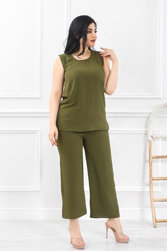 طقم نسائي كاجوال بلا أكمام