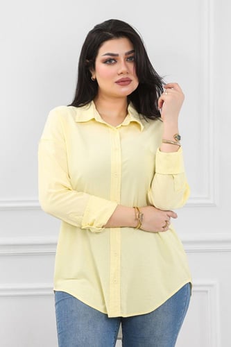 قميص نسائي بأكمام طويلة وطول يغطي الورك