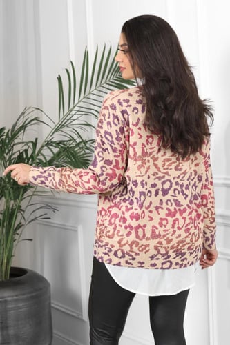 بلوفر بأكمام طويله متعدد الألوان