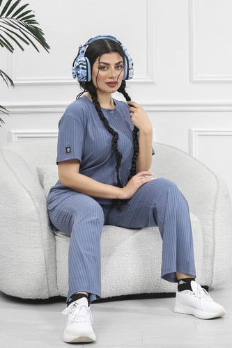 ترنج نسائي كاجوال ريب سادة تيشرت قصير من الأمام وظ...