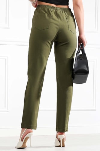 بنطال كاجوال نسائي بخصر مطاطي وأرجل واسعة