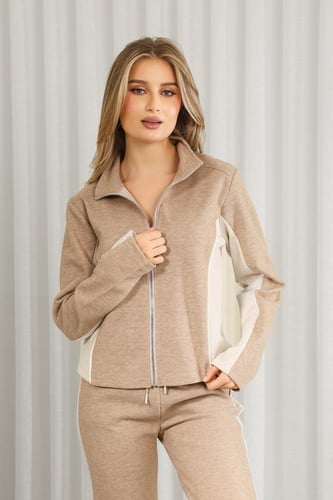 ترنج شتوي سحاب لونين بأكمام طويلة