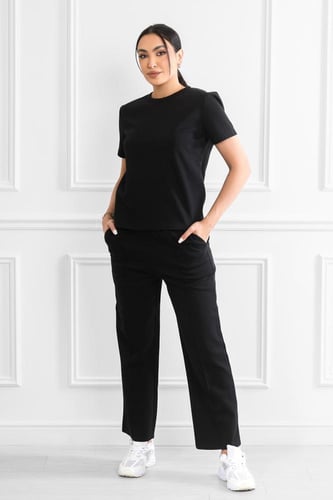 ترنج نسائي كاجوال سادة مزين بخط طولي على البنطال