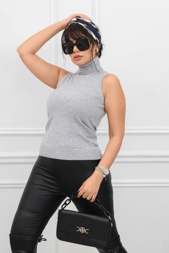 هاينك نسائي بلا أكمام ذات ياقة مدورة متعدد الألوان